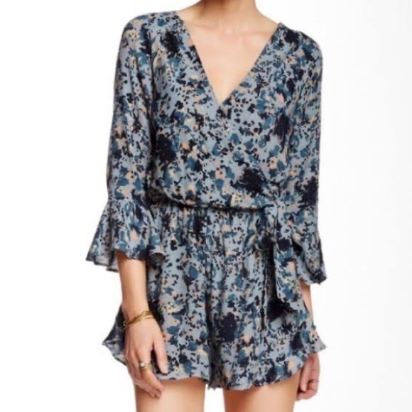 Free People | Blue Floral Romper - Picture 3 of 6